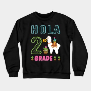 Cactus On Llama Student Happy Back To School Hola 2nd Grade Crewneck Sweatshirt